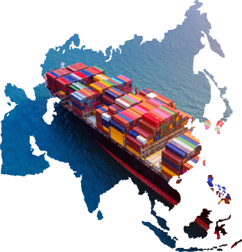 Container ship aerial view — LCL consolidated cargo in shared container